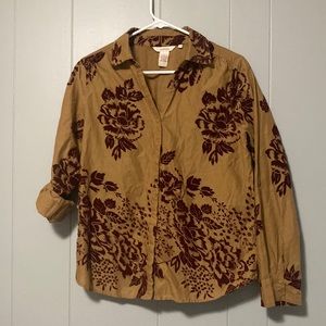 Sundance velvet floral button up shirt